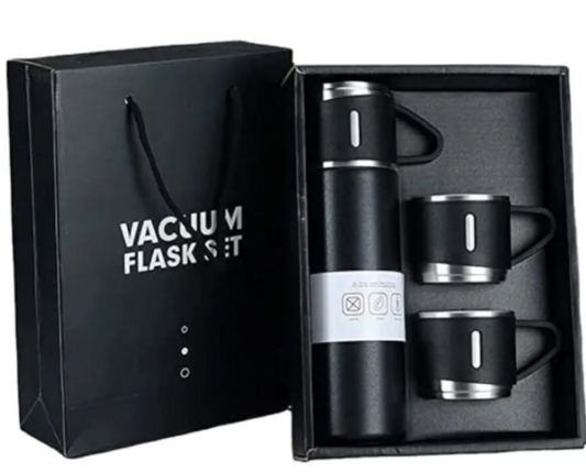 3 Cup 500ML Double-Layer Stainless Steel Vacuum Flask Set | Hot & Cold | Random Color