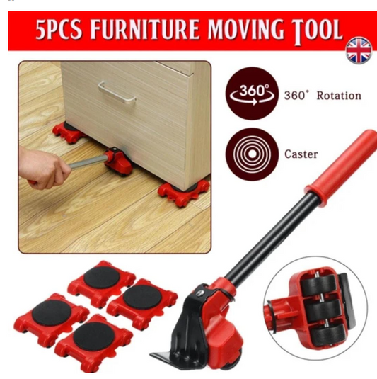 5-in-1 Heavy Furniture Mover Tool Set | Lifter & Roller Kit
